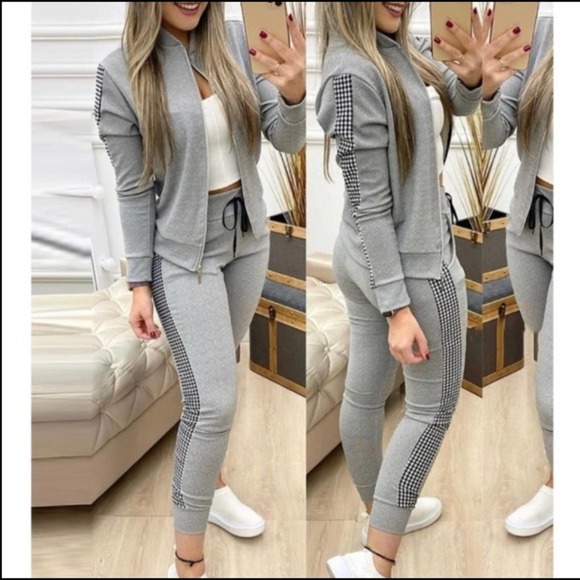 boutique Pants - Contrast Plaid Pants and Jacket